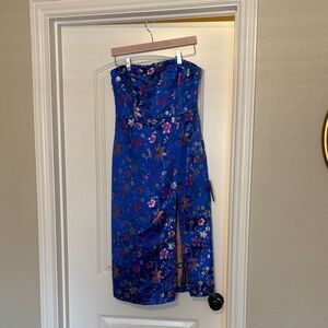 Lulu's Blue Floral Midi Dress